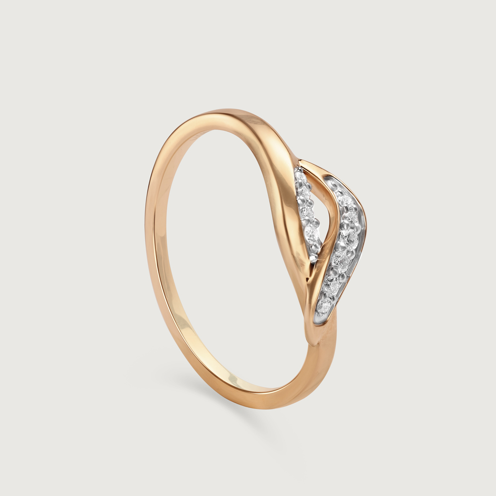 Wavelit Leaves 14 Kt Gold & Diamond Ring,,hi-res image number null