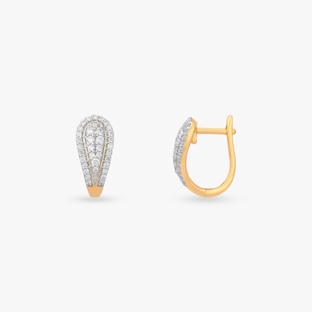 Teardrop Trail Diamond Gold Hoop Earrings,,hi-res image number null