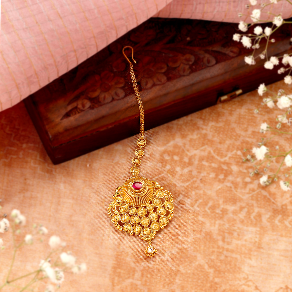 Traditional Floral motif Maang Tikka,,hi-res image number null