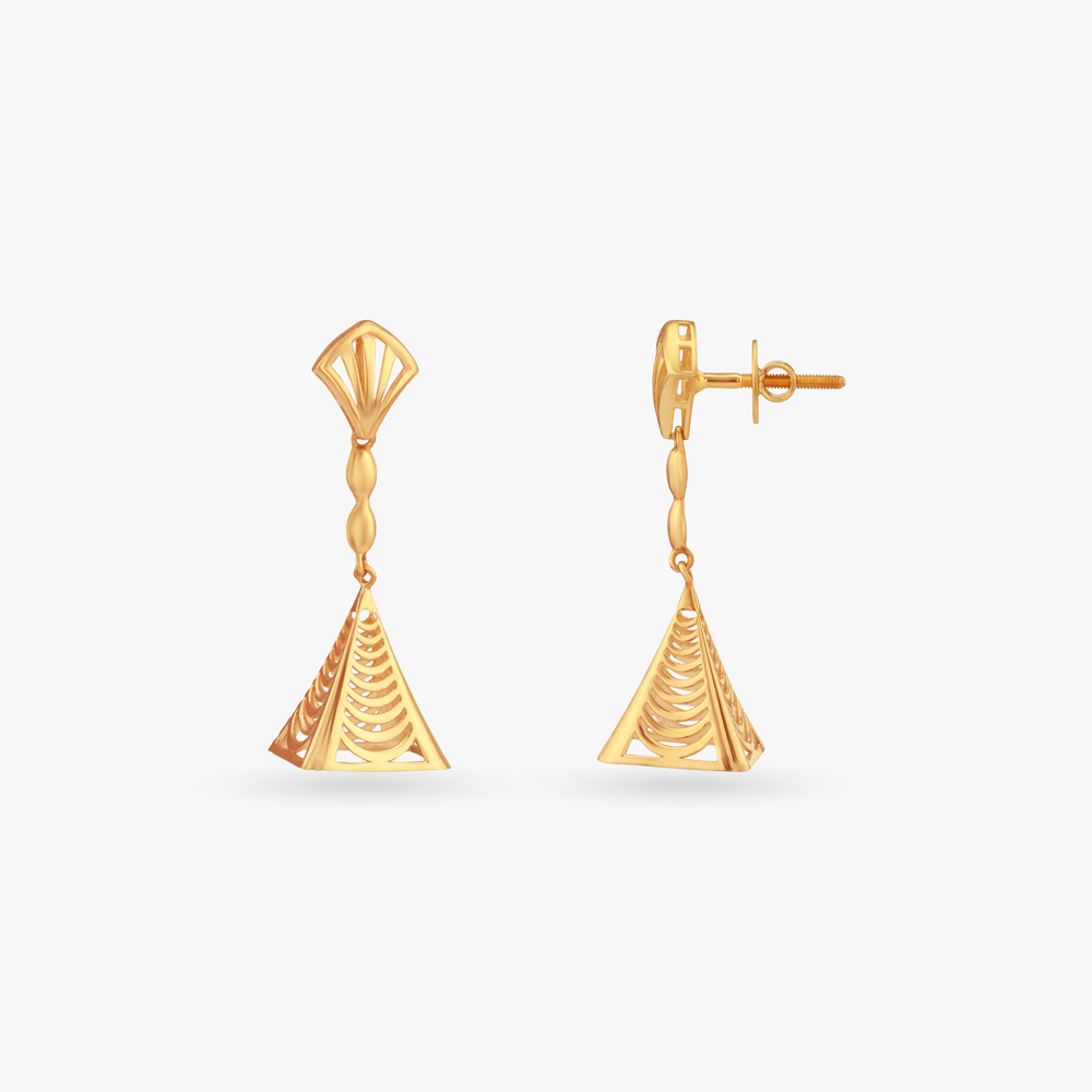 

Sculpted Triangle Gold Jhumka Earrings