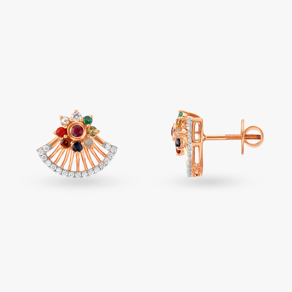 Navaratna Diamond Stud Earrings,,hi-res image number null