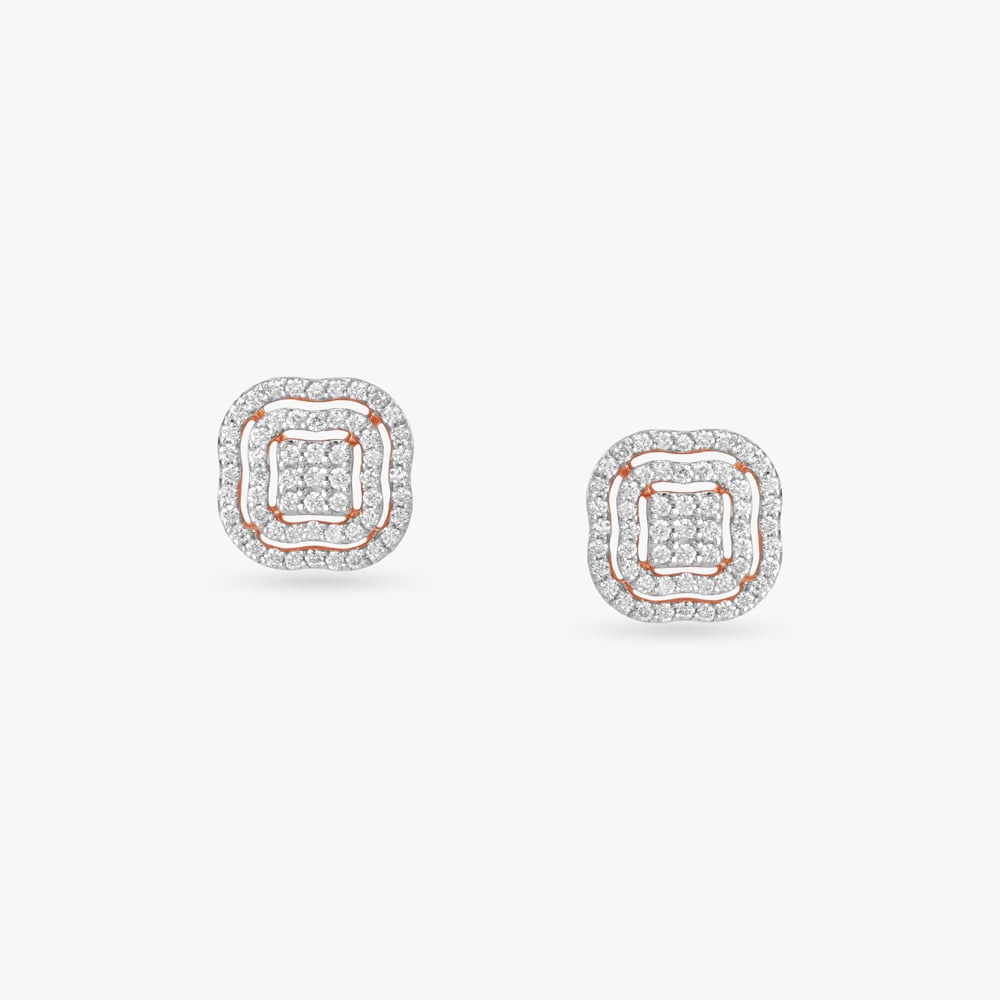 Cushion Layers Diamond Stud Earrings,,hi-res image number null