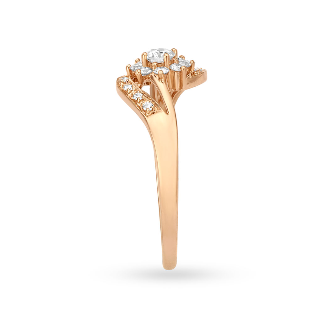 Enchanting 18 Karat Rose Gold And Diamond Floral Finger Ring,,hi-res image number null