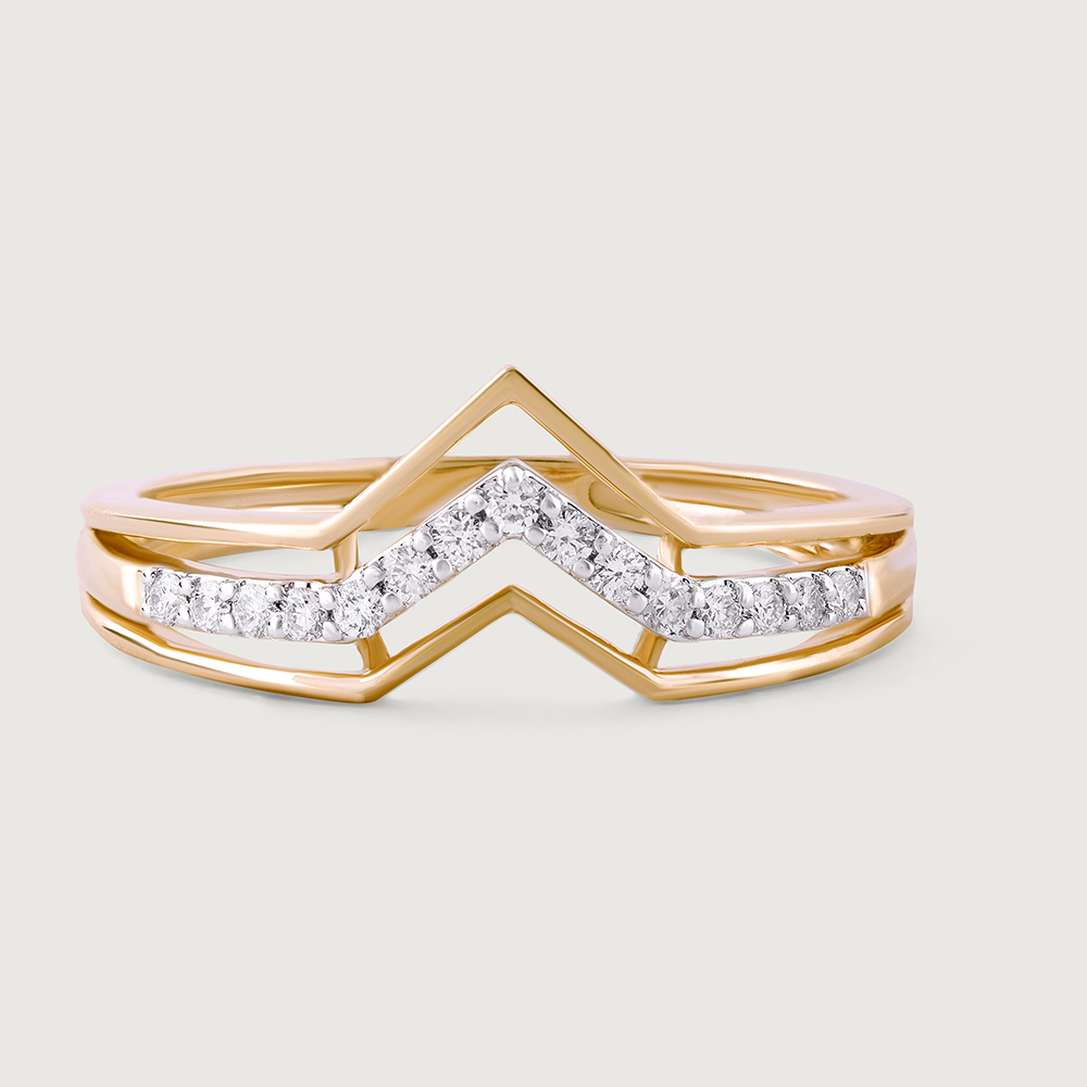 Bold Geometry Gold & Diamond Finger Ring,,hi-res image number null