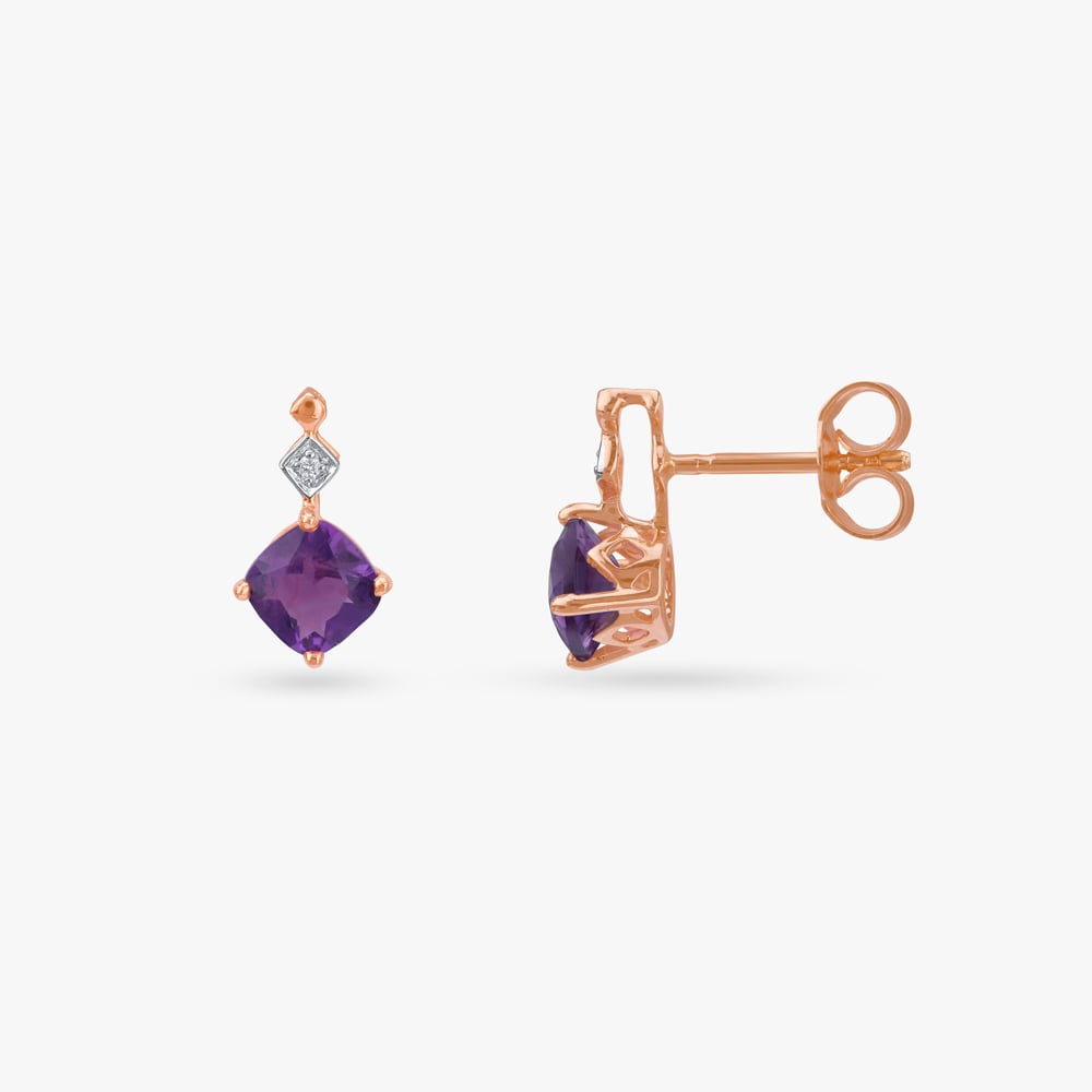 Amethyst Glint Diamond Stud Earrings,,hi-res image number null