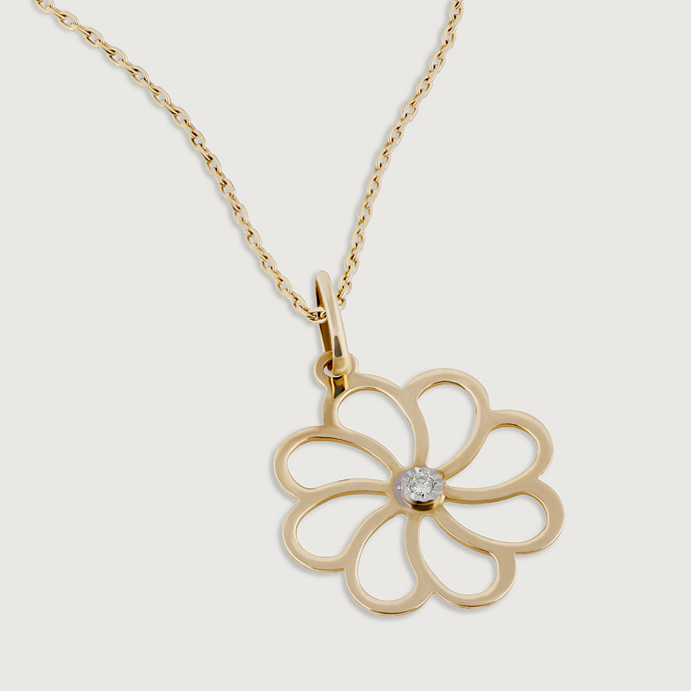 Romantic Shimmer Gold & Diamond Pendant,,hi-res image number null