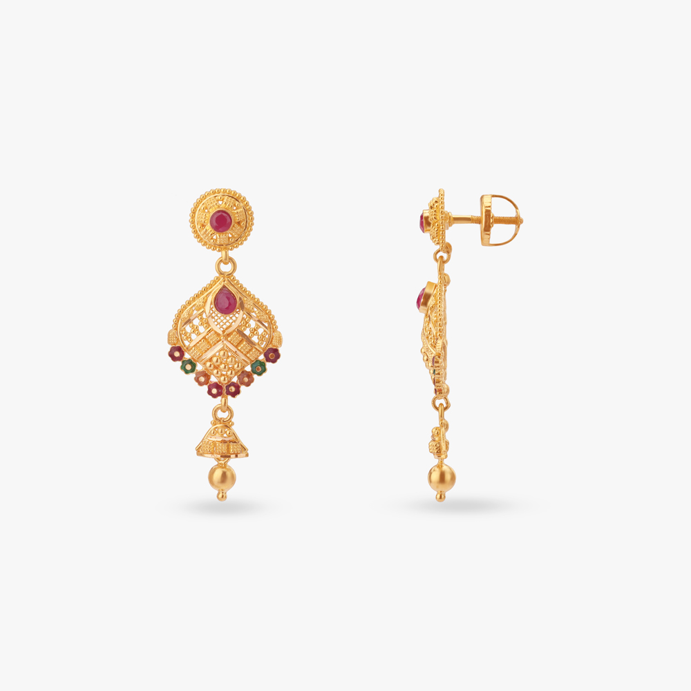 Heritage Bloom Gold Drop Earrings,,hi-res image number null