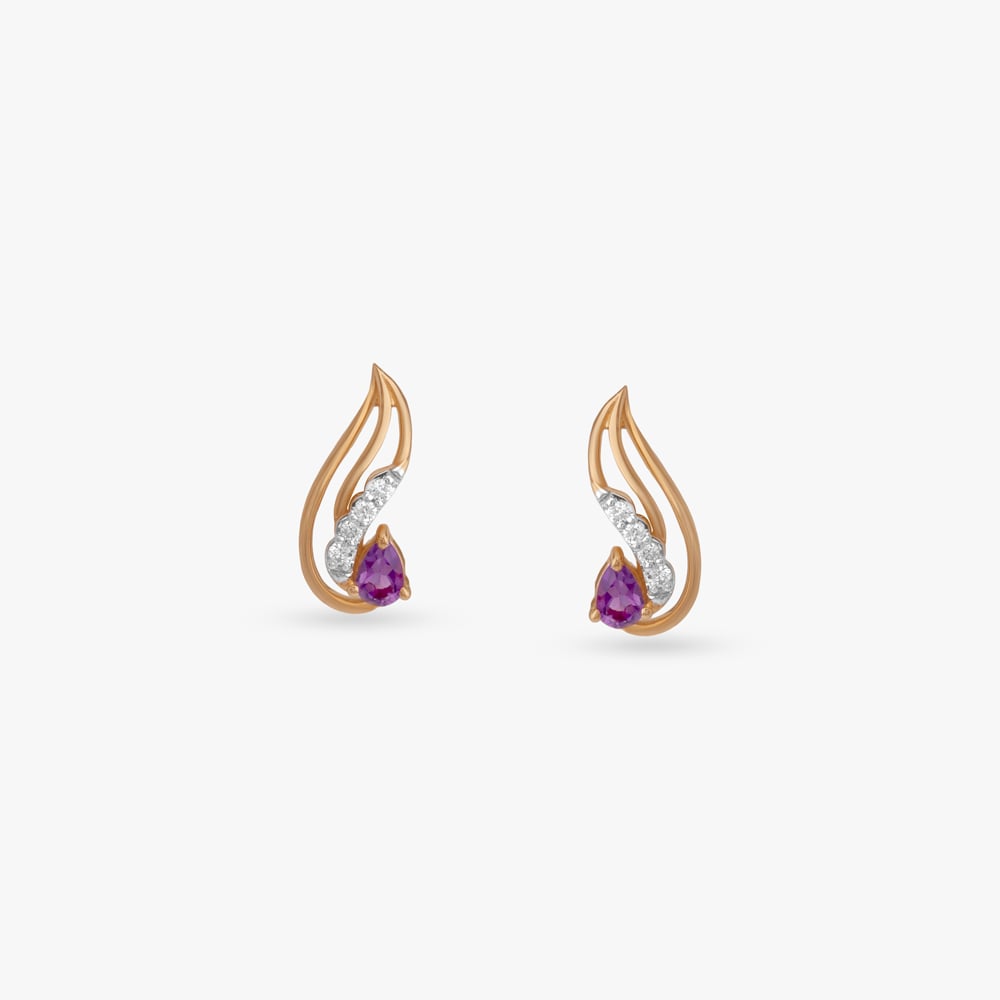 Petal Flame Diamond Stud Earrings,,hi-res image number null