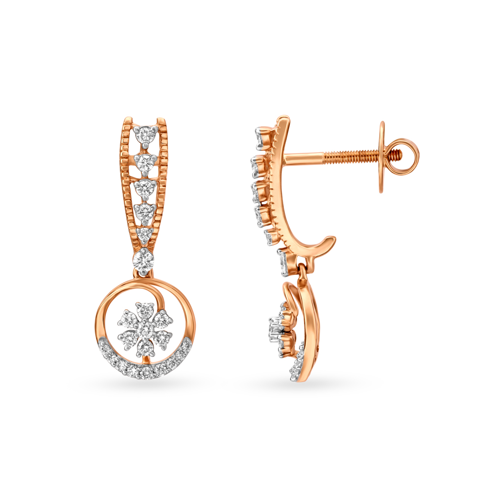 Enchanting Rose Gold and Diamond Drop Earrings,,hi-res image number null