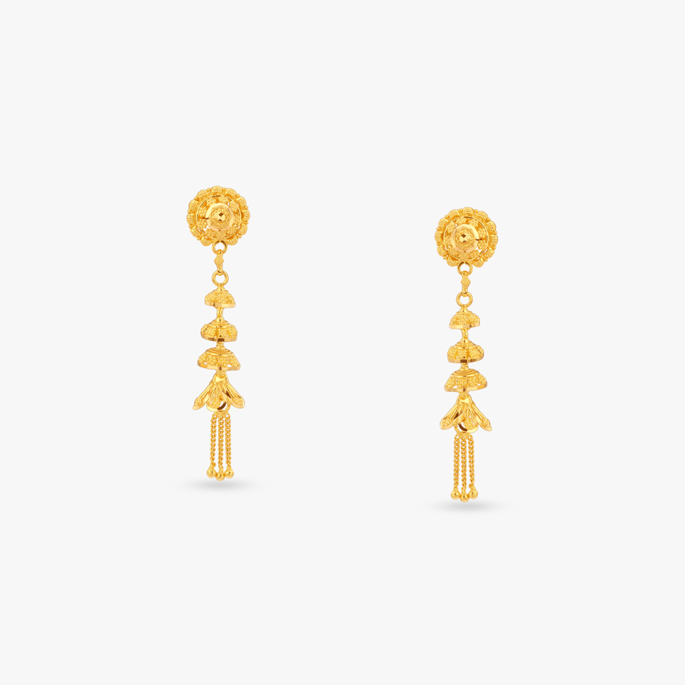 

Vintage Floral Gold Drop Earrings