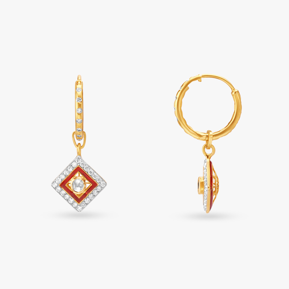 Minimal Polki Diamond Hoop Earrings,,hi-res image number null