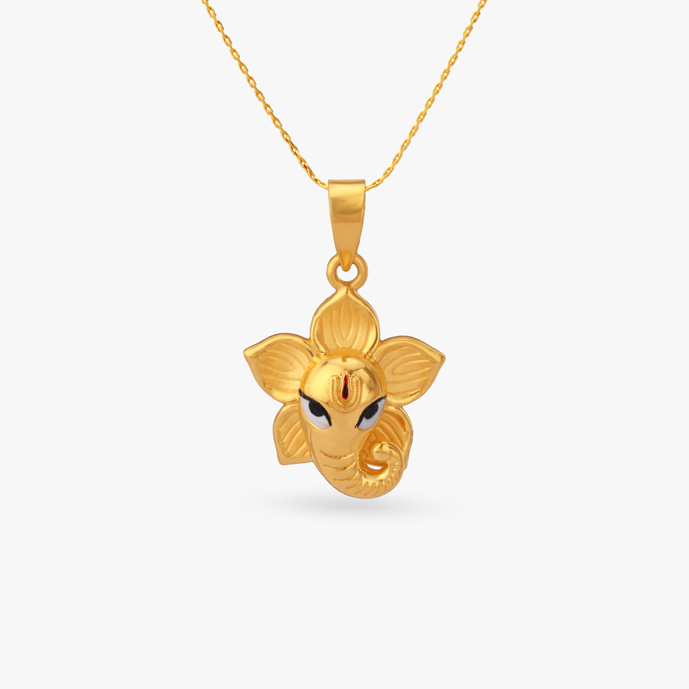 Serene Ganesh Gold Pendant,,hi-res image number null