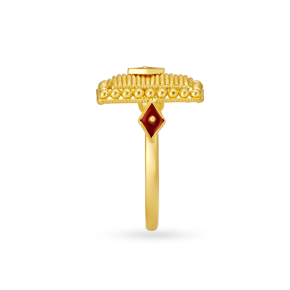 Majestic Yellow Gold Roped Square Finger Ring,,hi-res image number null