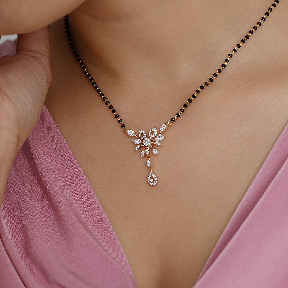 Floral Cascade Gold and Diamond Mangalsutra,,hi-res image number null