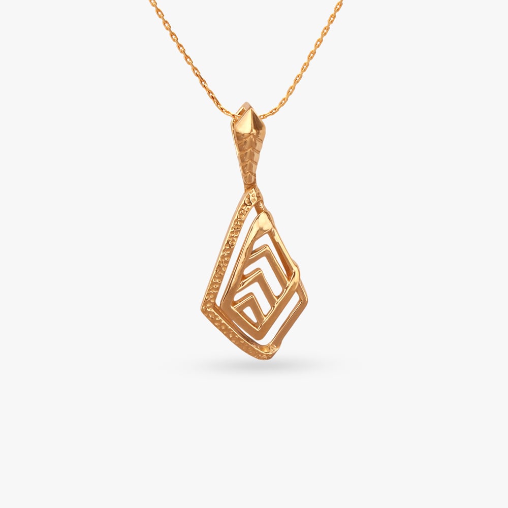 

Geometric Chevron Gold Pendant and Earrings Set