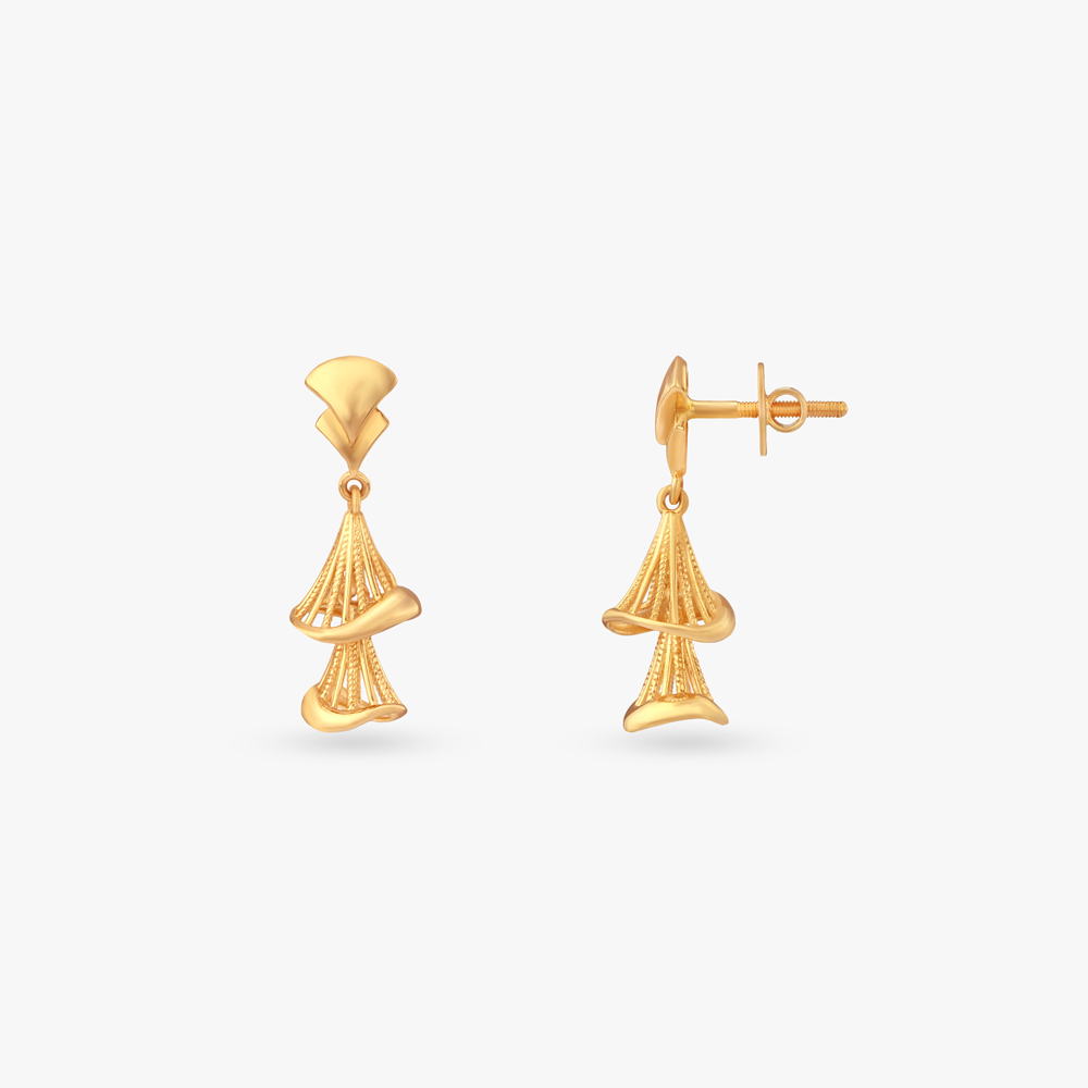 Sculpted Elegance Gold Jhumka Earrings,,hi-res image number null