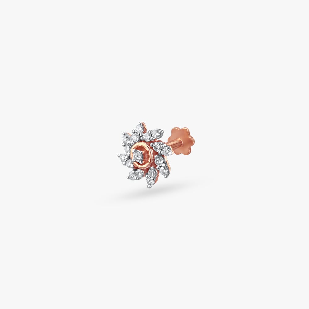 Floral Twist Diamond Nose Pin,,hi-res image number null
