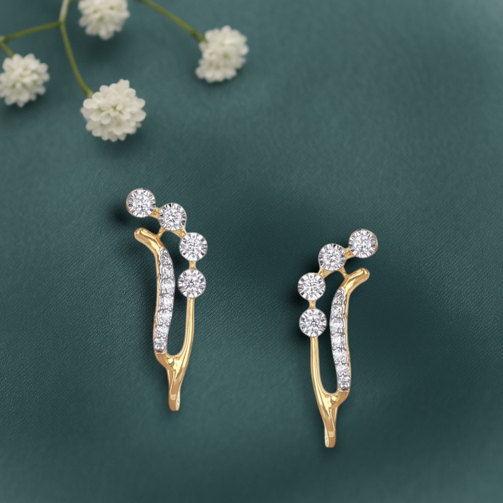 Floral Vine Diamond Hoop Earrings,,hi-res image number null