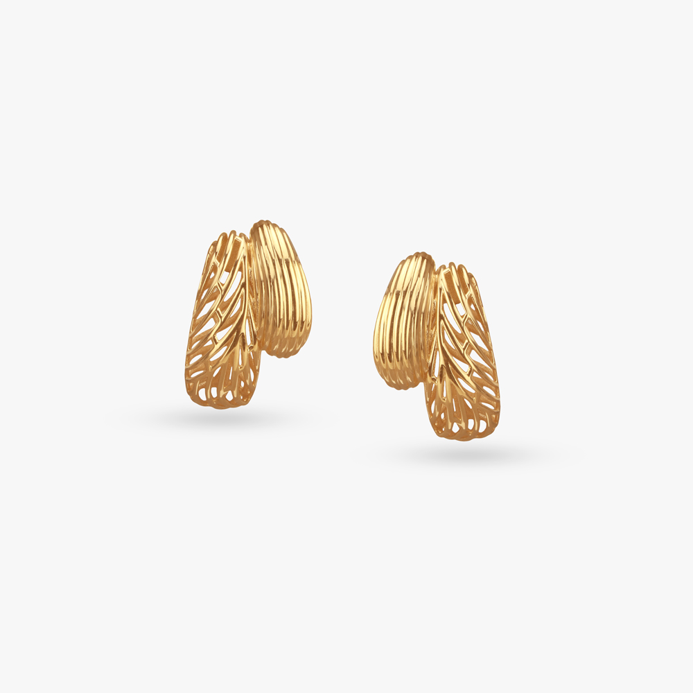 Twisted Leaf Gold Hoop Earrings,,hi-res image number null