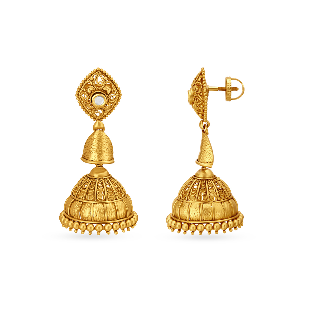 Beguiling Gold Jhumka Earrings,,hi-res image number null