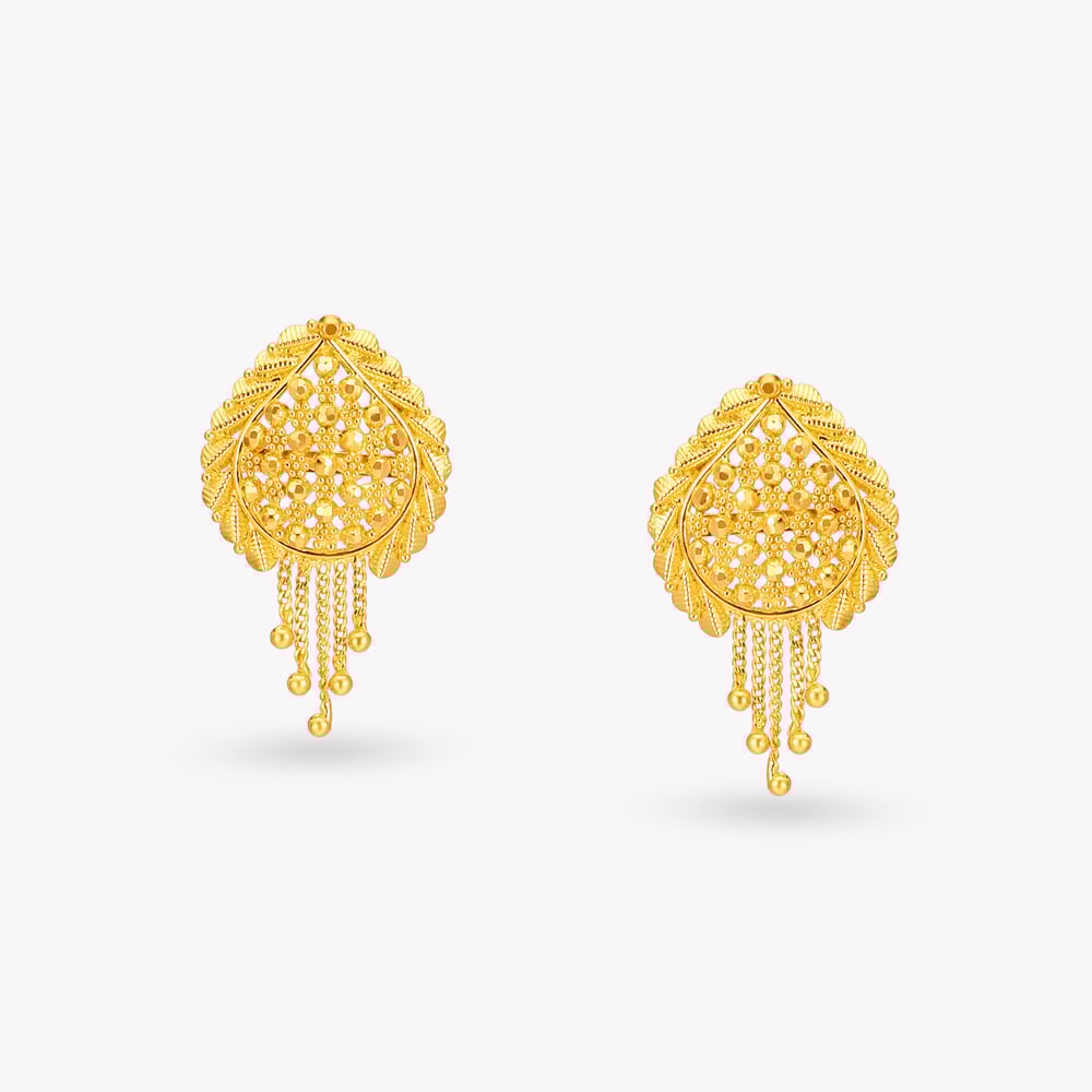 Enthralling Gold Pendant and Earrings Set,,hi-res image number null