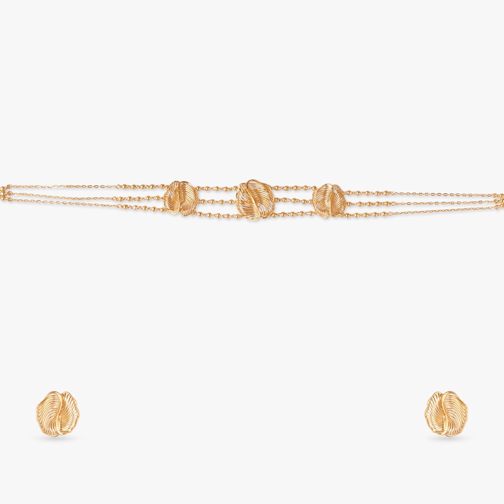 

Ripple Drape Gold Necklace Set
