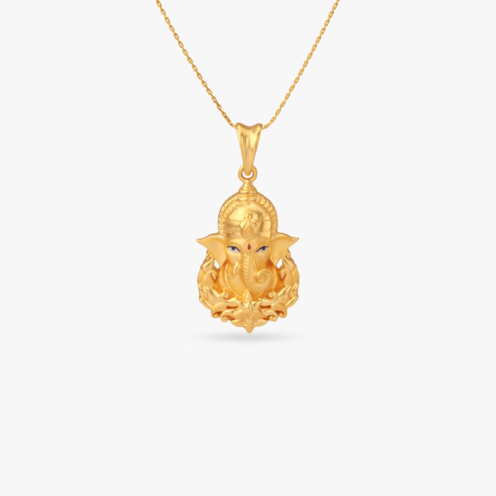Ganesha Lotus Gold Pendant,,hi-res image number null