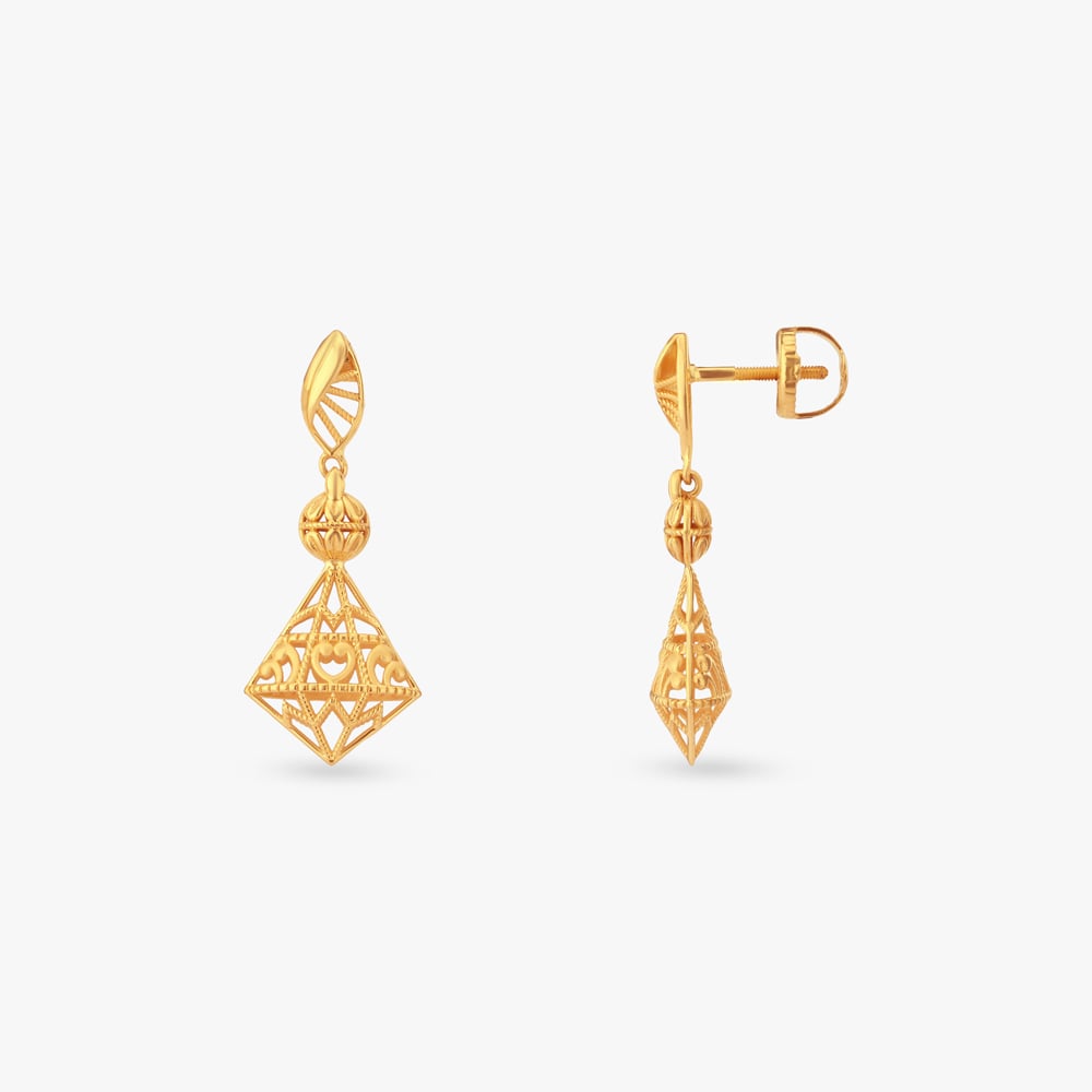 

Pyramid Filigree Gold Drop Earrings