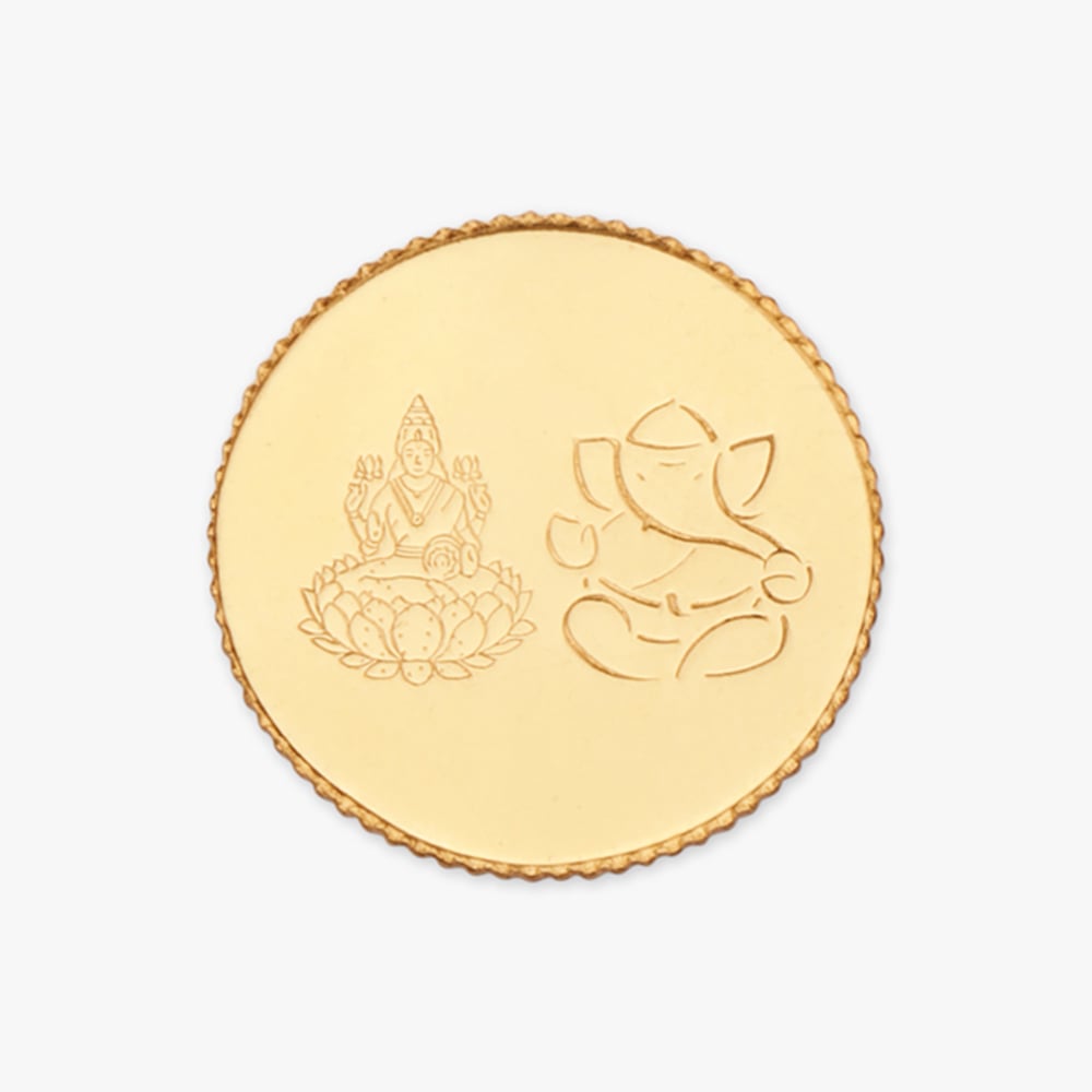 1 gram 22 Karat Gold Coin with Lakshmi Ganesha Motif