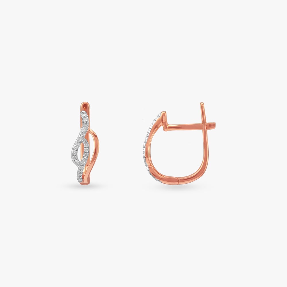 Wave Gleam Diamond Hoop Earrings,,hi-res image number null