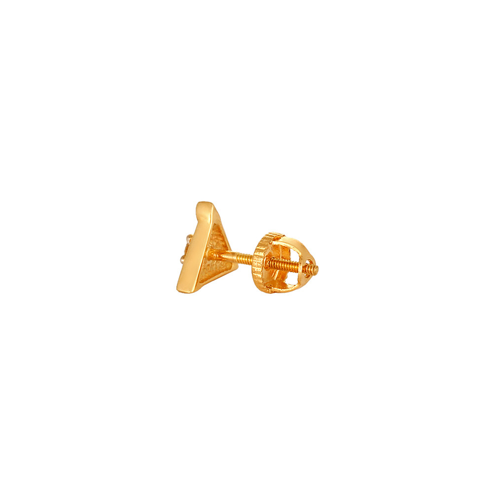 Geometric Triangular Gold and Diamond Stud Earrings,,hi-res image number null