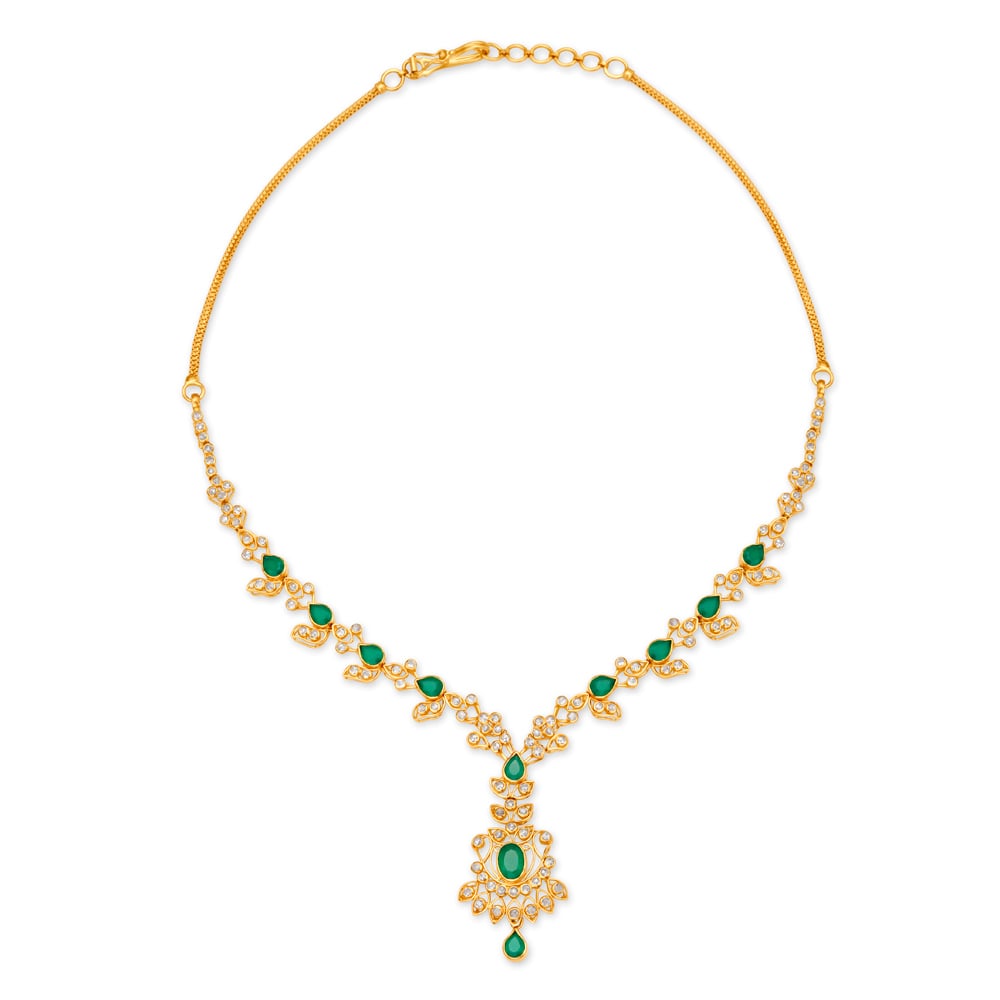 

Gorgeous Emerald Studded Gold Necklace