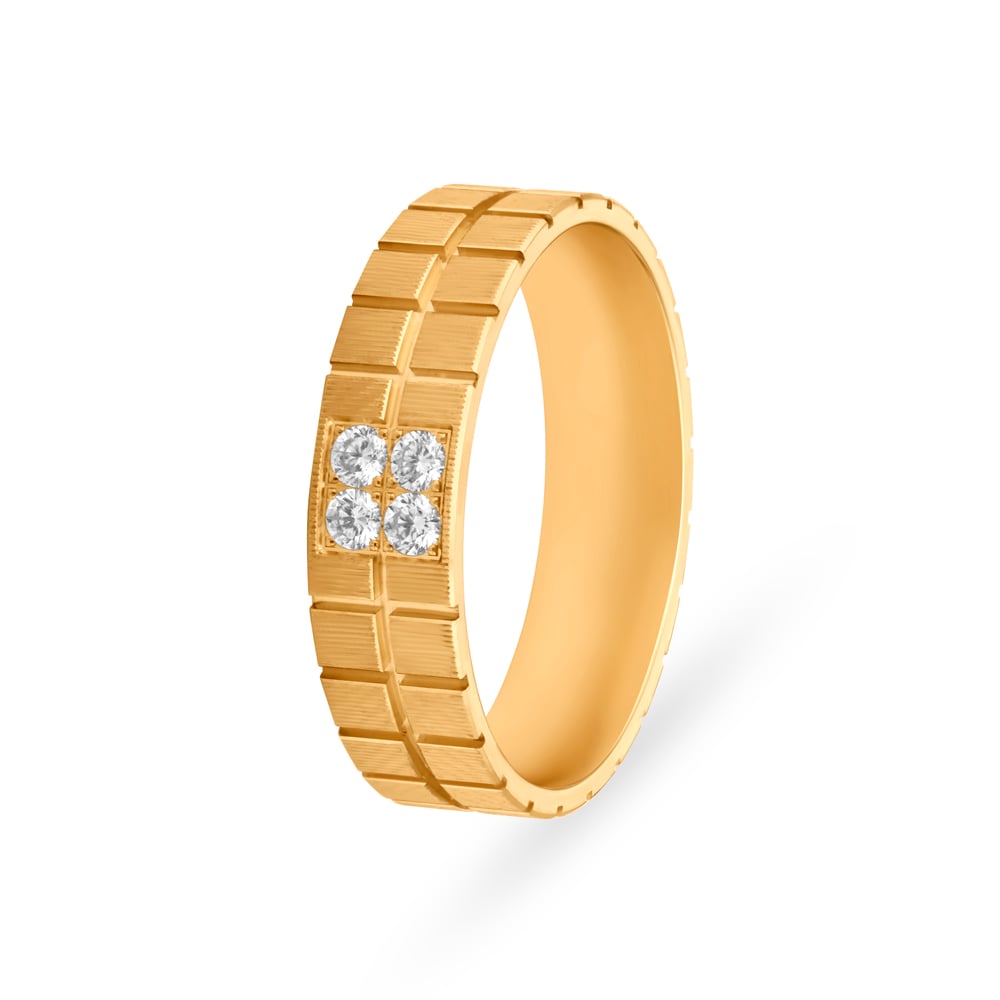 Sophisticated Geometric 4 Stone Diamond Gold Finger Ring,,hi-res image number null