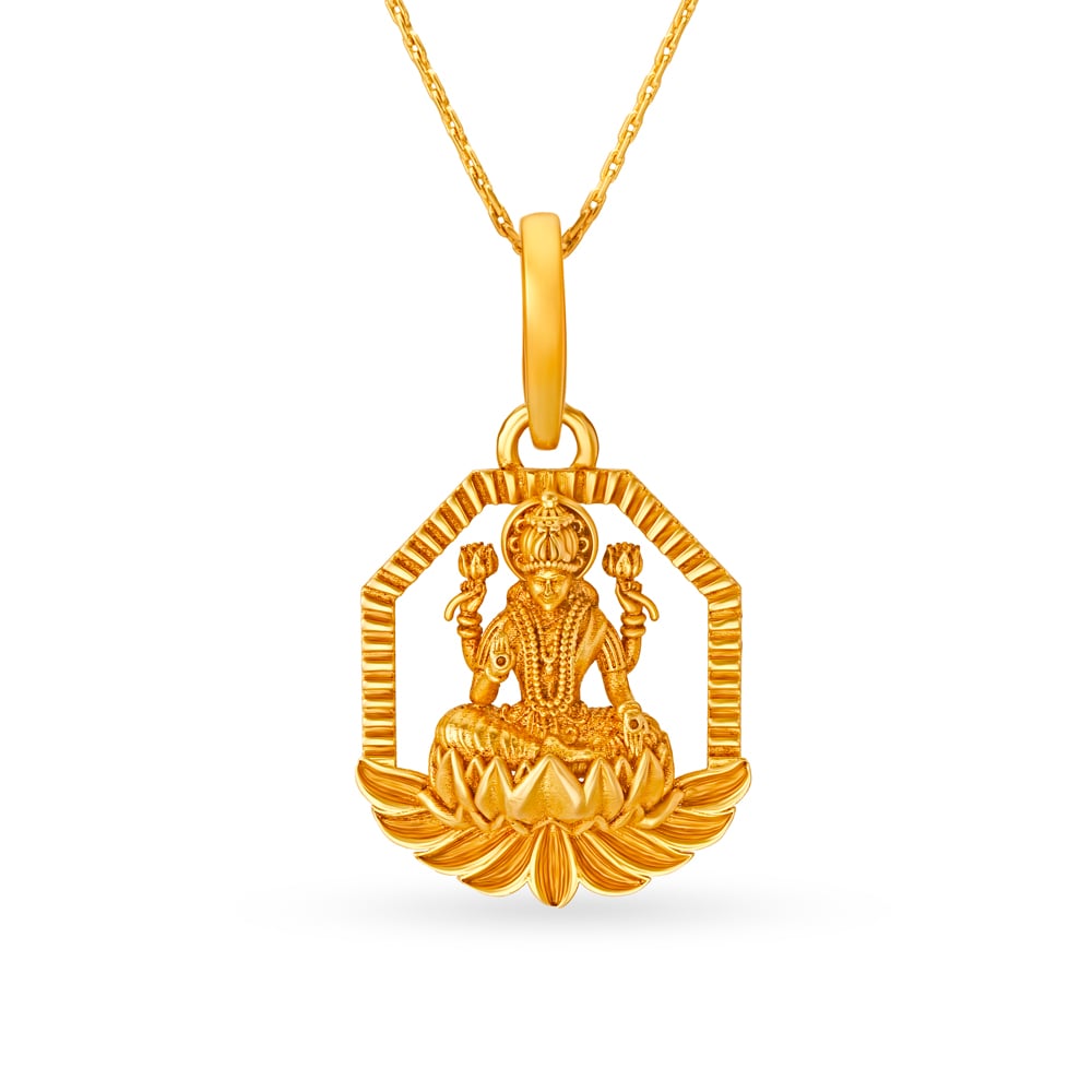 Geometric Goddess Laxmi Gold Pendant,,hi-res image number null