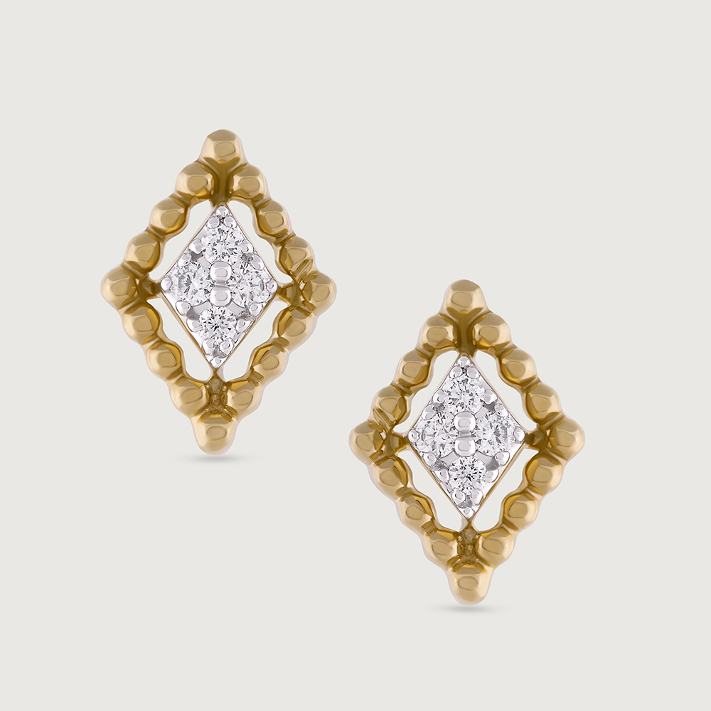 Sequine Radiance Gold & Diamond Stud Earrings,,hi-res image number null