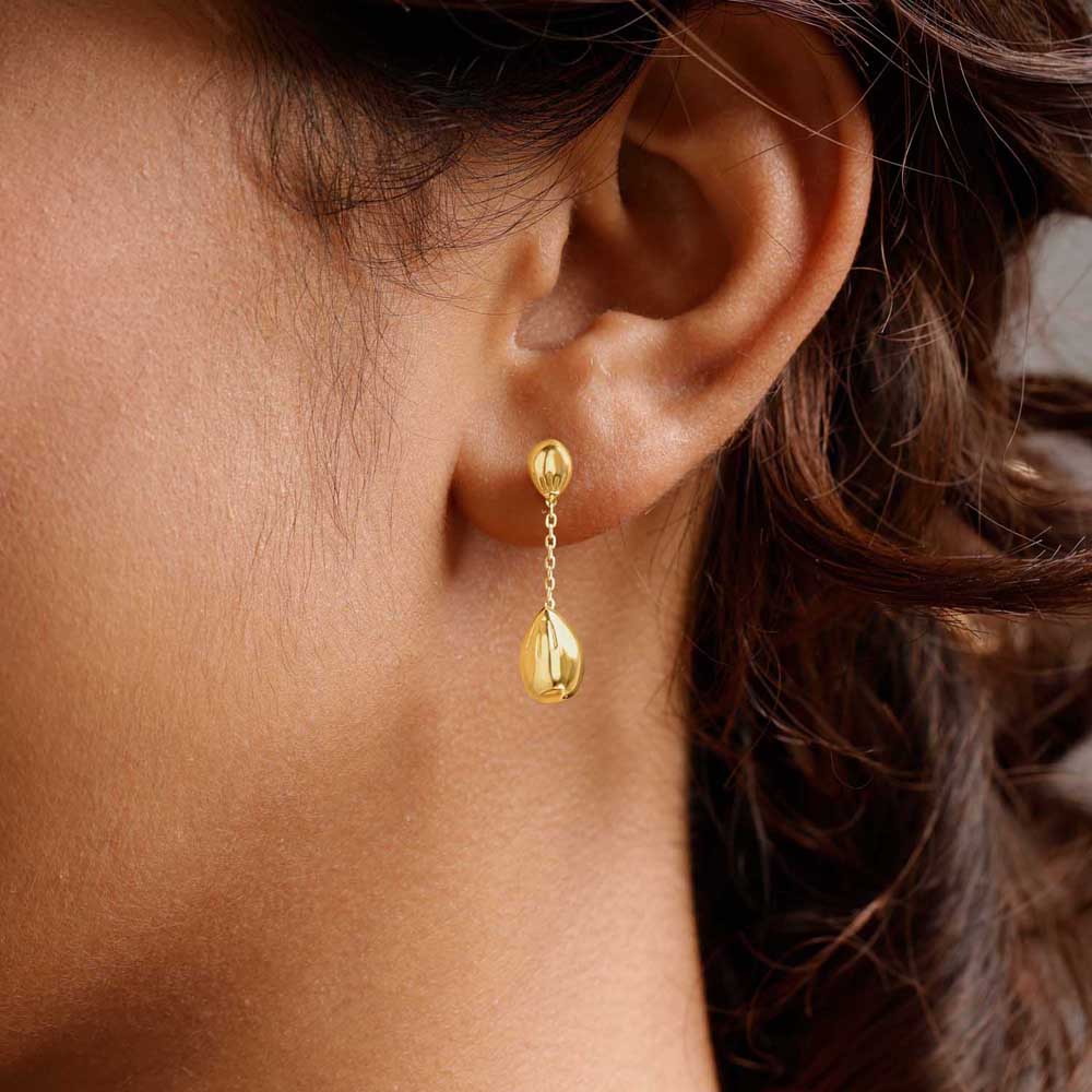 Glossy Chic Gold Drop Earrings,,hi-res image number null