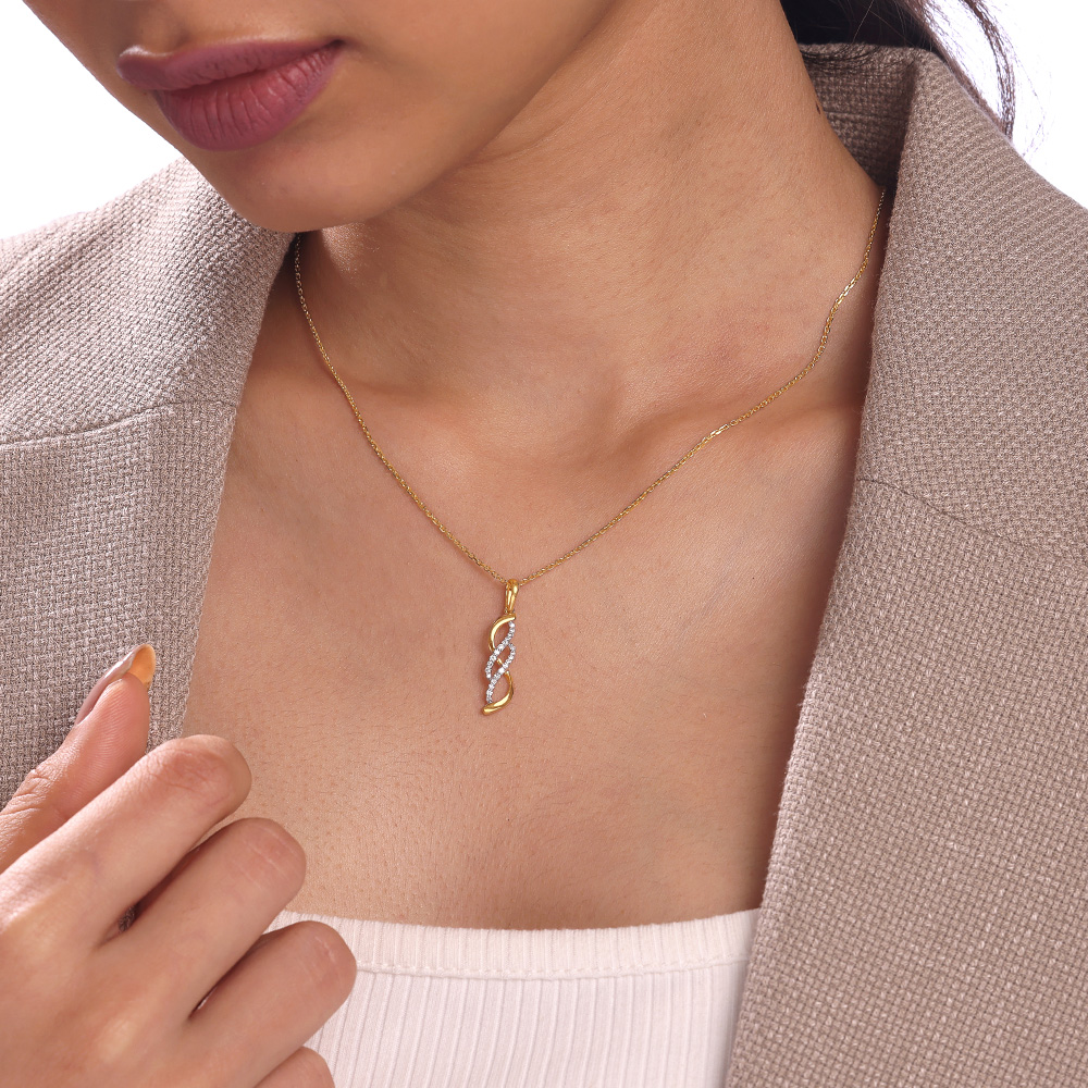 Flowing Twist Gold & Diamond Pendant,,hi-res image number null