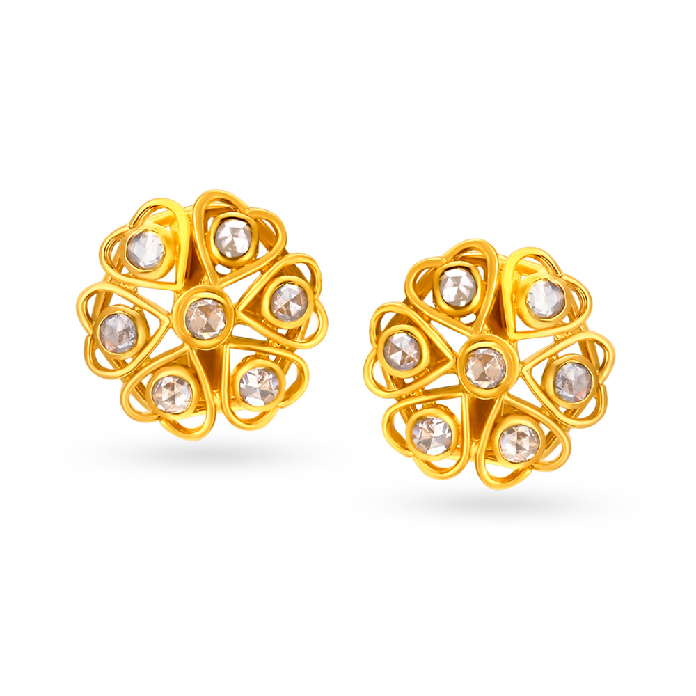 Resplendent Seven Stone Gold Stud Earrings,,hi-res image number null