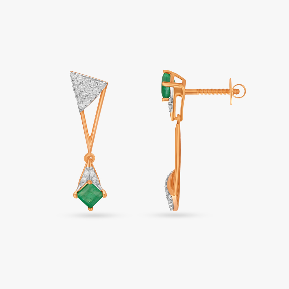Radiant Lush Diamond and Emerald Drop Earrings,,hi-res image number null