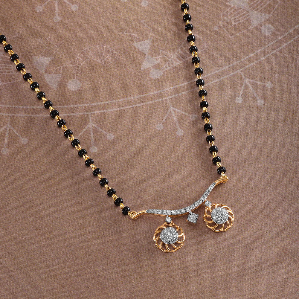 Floral Symphony 18 KT Gold and Diamond Vati Mangalsutra,,hi-res image number null
