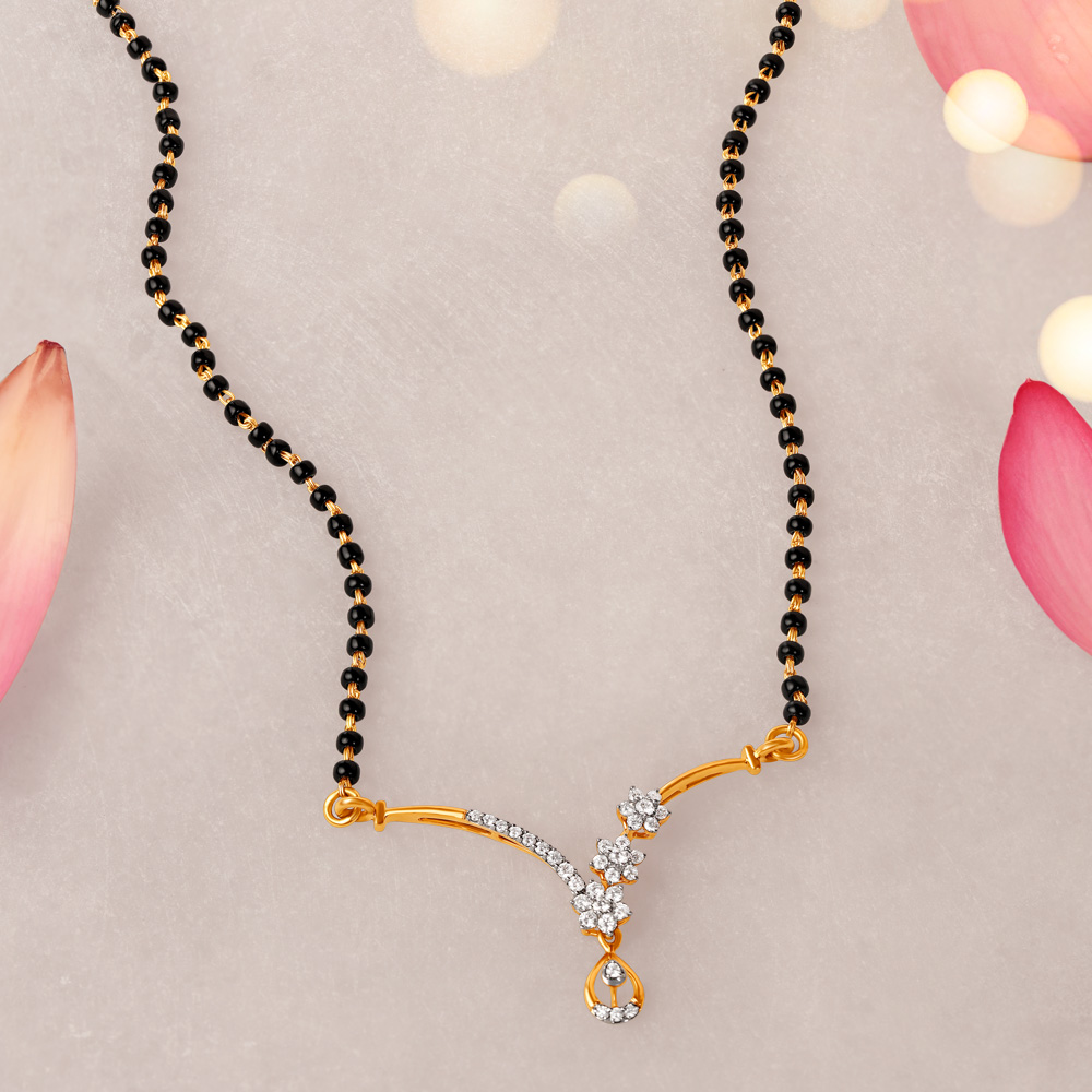 Dainty Floral Diamond Mangalsutra,,hi-res image number null