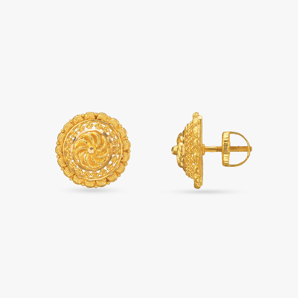 

Spiral Bloom Gold Stud Earrings