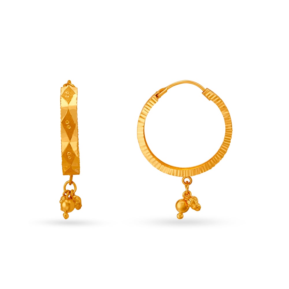 Glamorous Gold Hoop Earrings With Beads,,hi-res image number null