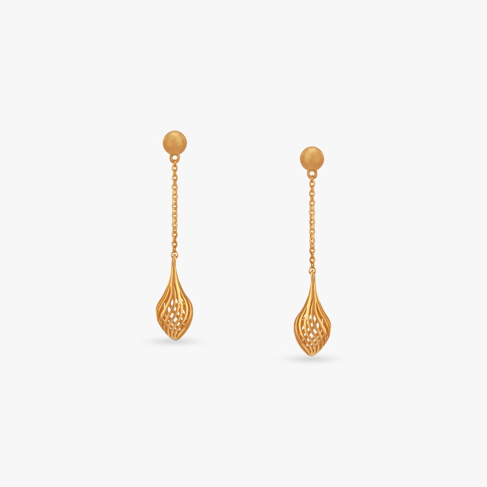 Petal Cage Gold Drop Earrings,,hi-res image number null