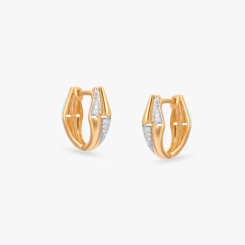 Twin Expression Diamond Hoop Earrings,,hi-res image number null