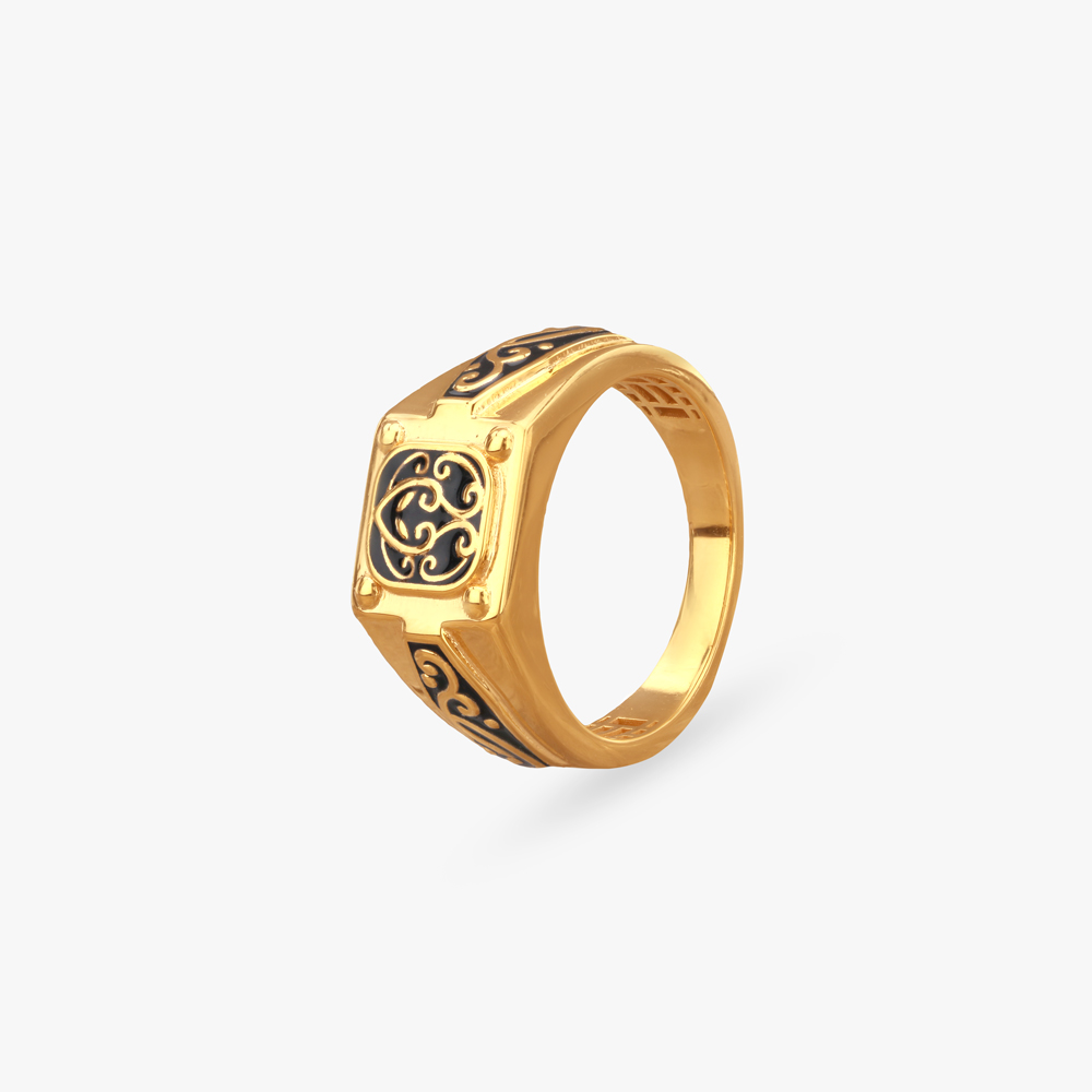 Noir Crest Gold Ring for Men,,hi-res image number null