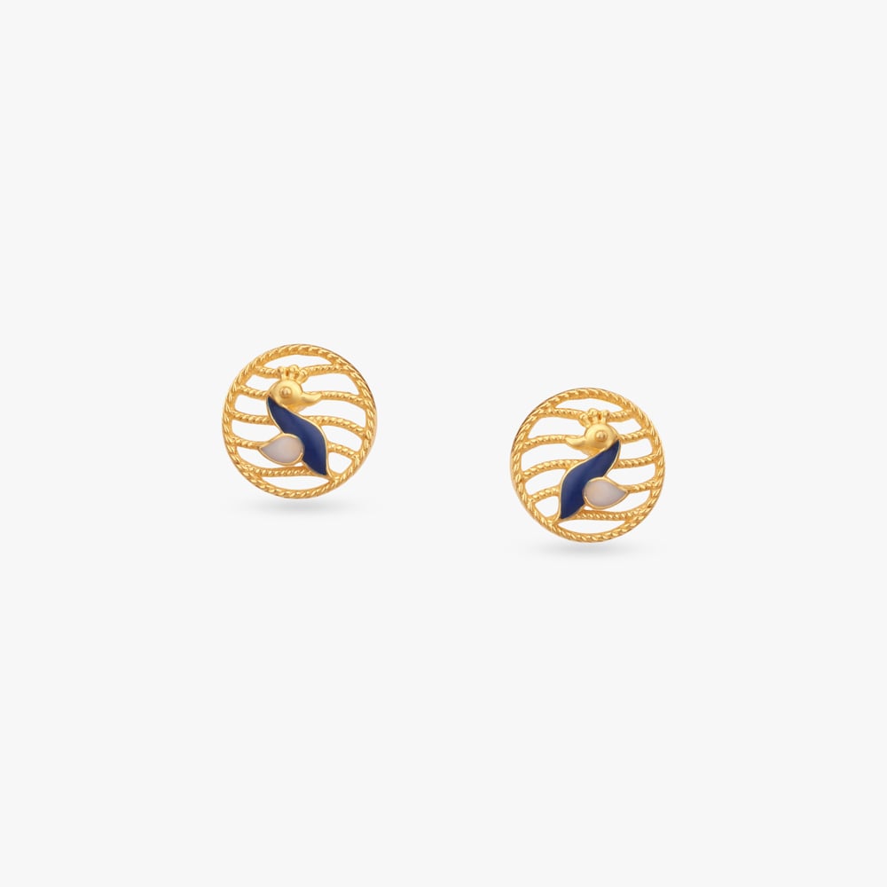

Little Peacock Gold Stud Earrings for Kids
