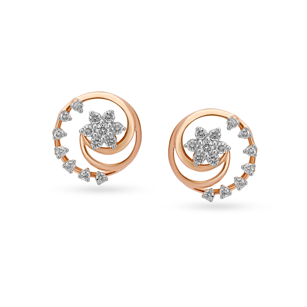 Enchanting Floral Diamond Stud Earrings