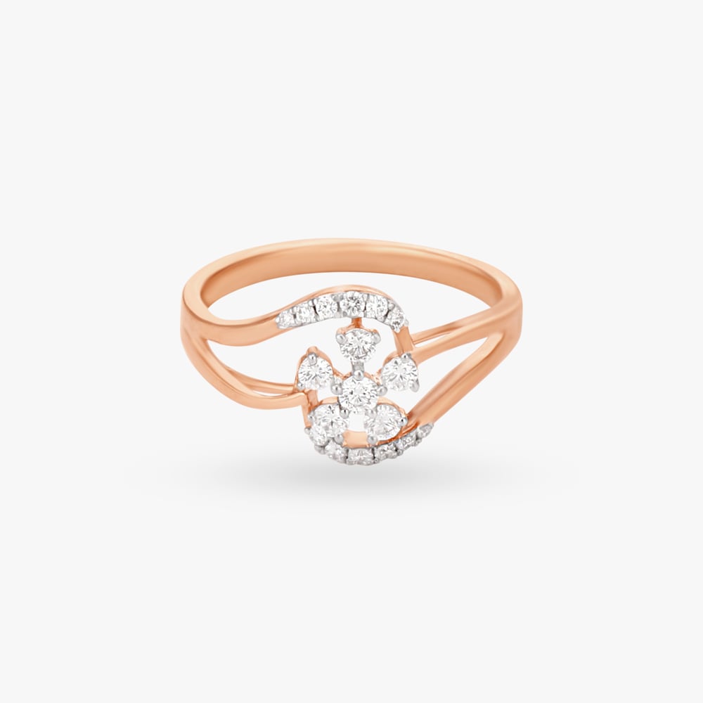 Whimsical Floral Diamond Finger Ring,,hi-res image number null