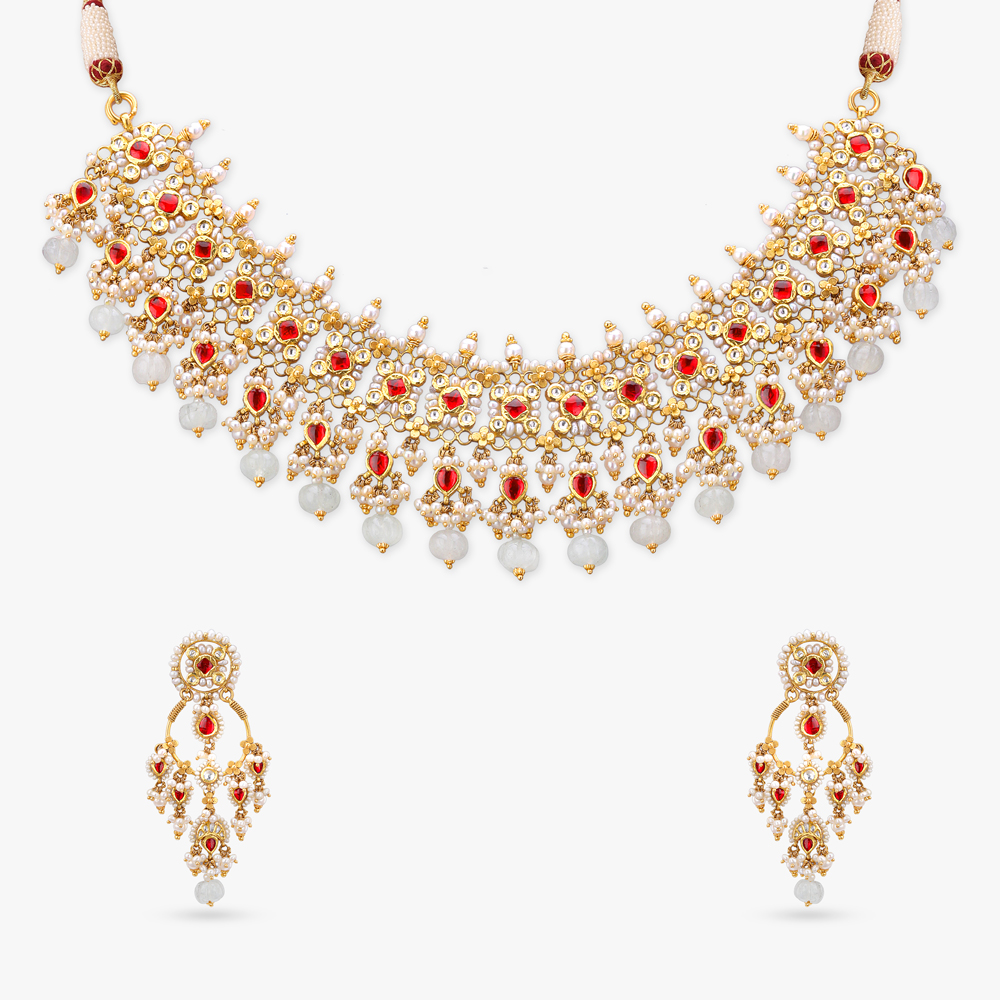 Pearl Cascade Gold Necklace set,,hi-res image number null